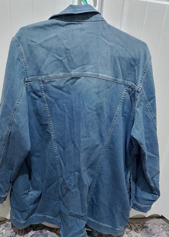 Düğmeli Mavi Kadın Denim Ceket - Görsel 3
