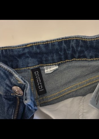 Kadın Mavi Mini Denim Şort - Görsel 2