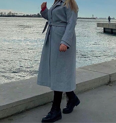 Gri uzun kaşe kaban 42 beden