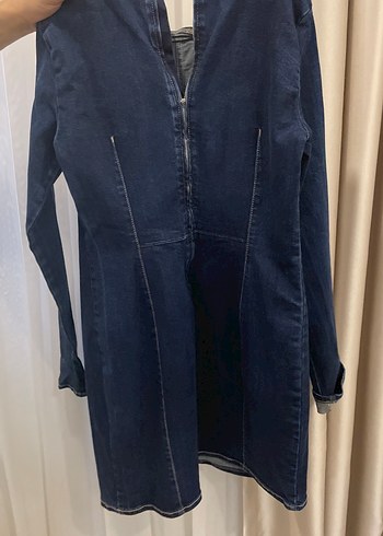 l Beden lacivert Renk Kadın Lacivert Denim Midi Elbise