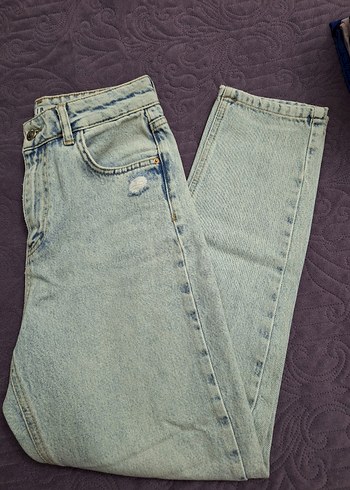 Kadın Pastel Mavi Düz Kesim Denim Pantolon - Görsel 2