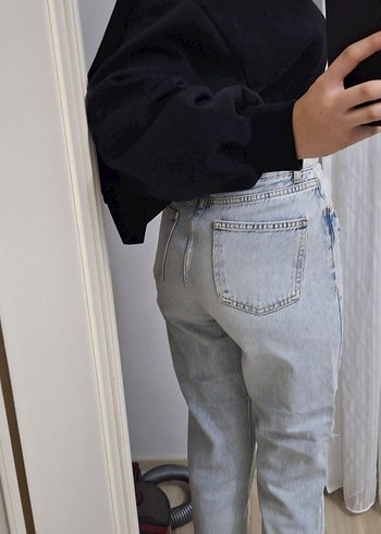 Kadın Pastel Mavi Düz Kesim Denim Pantolon - Görsel 6