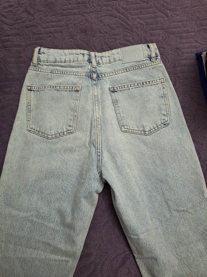 Kadın Pastel Mavi Düz Kesim Denim Pantolon - Görsel 3