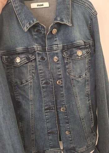 Mavi Düğmeli Kadın Denim Ceket