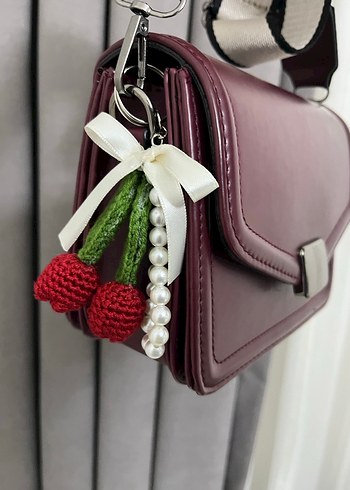 Bordo Boncuklu Bohem Kadın Anahtarlık - Görsel 4