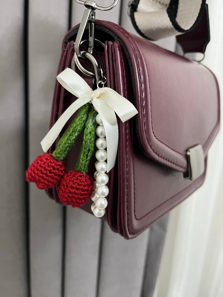Bordo Boncuklu Bohem Kadın Anahtarlık - Görsel 4