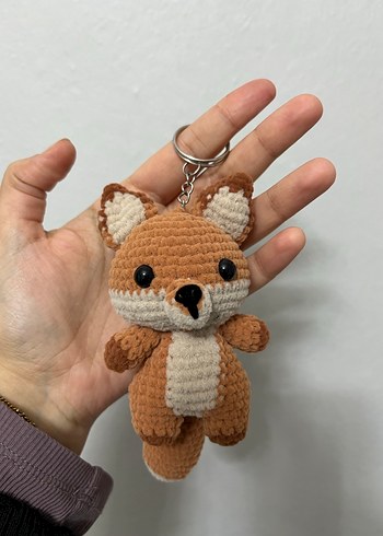 Kahverengi Sevimli Tilki Anahtarlık Peluş Oyuncak - Görsel 4