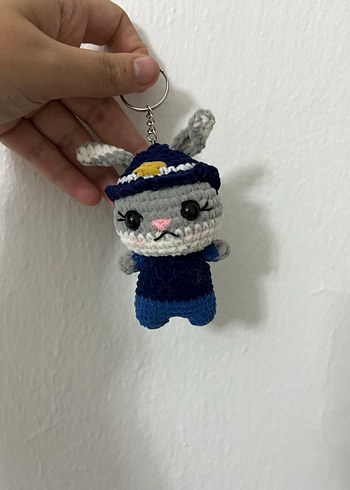 Örgü Gri Tavşan Anahtarlık - Görsel 3