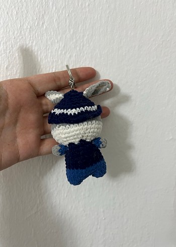 Örgü Gri Tavşan Anahtarlık - Görsel 2