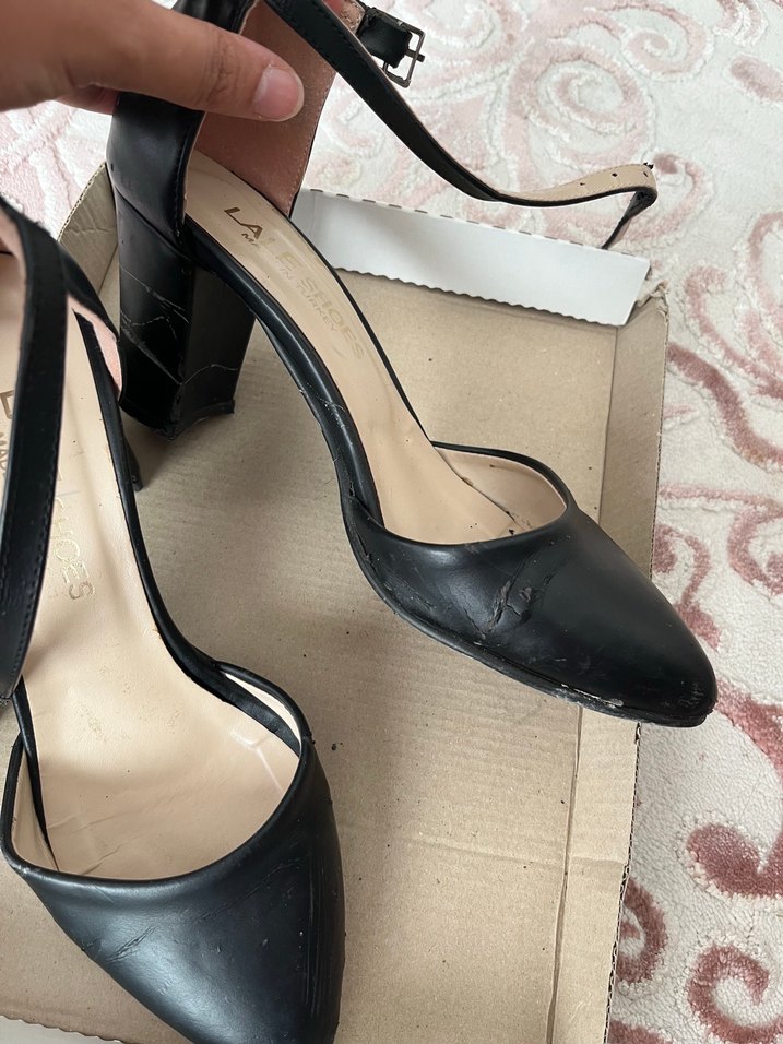 Siyah Bağcıklı Kadın Topuklu Ofis Ayakkabısı - Görsel 2