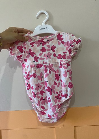 3 Ay Beden pembe Renk LCW Baby Pembe Çiçekli Kız Bebek Bodysuit