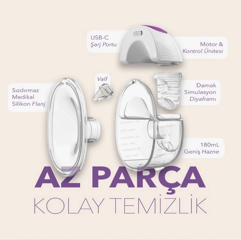 Mochi Giyilebilir Göğüs Pompası Mor - Görsel 3