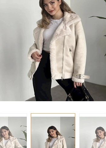 Beyaz Kadın Kısa Kürklü Ceket - Görsel 2