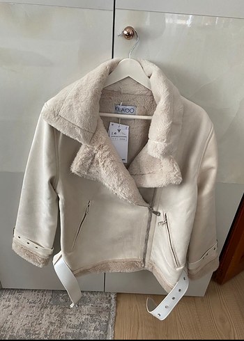 Beyaz Kadın Kısa Kürklü Ceket - Görsel 4