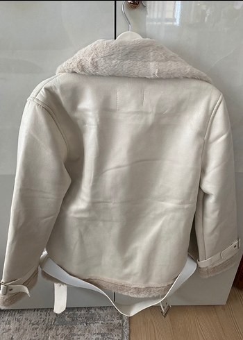 Beyaz Kadın Kısa Kürklü Ceket - Görsel 6