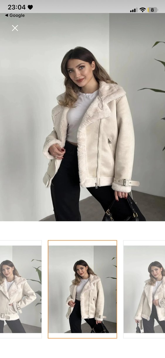 Beyaz Kadın Kısa Kürklü Ceket - Görsel 2
