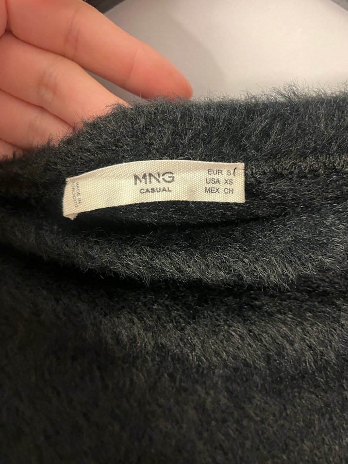 mango siyah yünlü kazak - Görsel 2