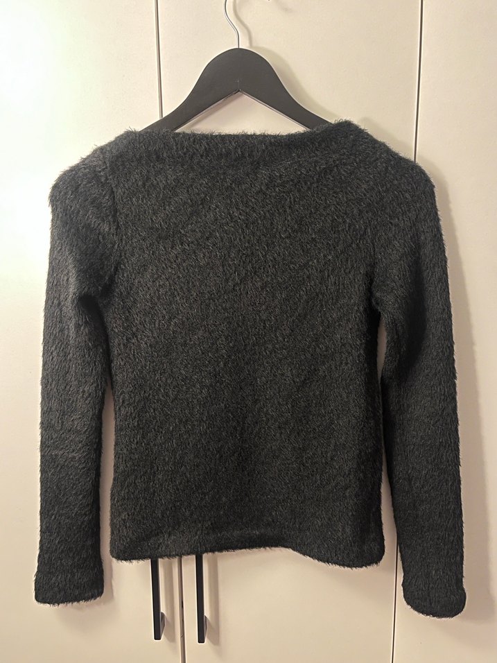 mango siyah yünlü kazak - Görsel 3