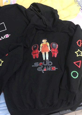 Diğer Squid Game Baskılı Siyah Kadın Sweatshirt