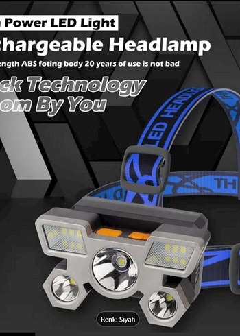 Mavi Desenli Metal Kemerli LED Kafa Lambası. SIFIR ÜRÜN - Görsel 4