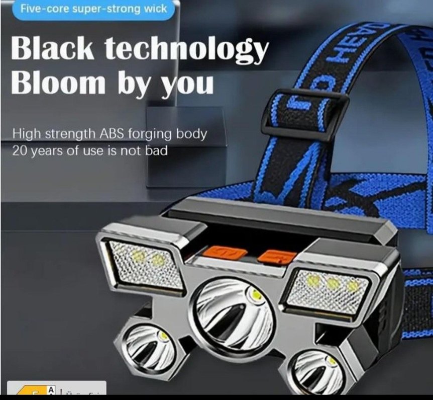 Mavi Desenli Metal Kemerli LED Kafa Lambası. SIFIR ÜRÜN - Görsel 2