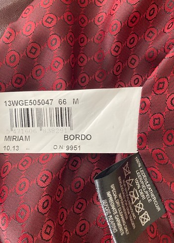 Bordo Deri Kadın Biker Ceket - Görsel 6