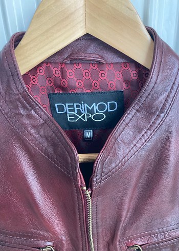 Bordo Deri Kadın Biker Ceket - Görsel 3