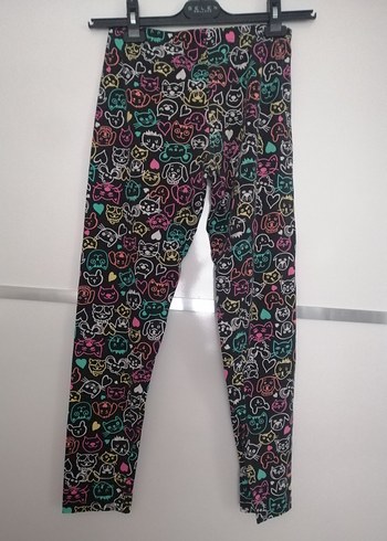 Renkli kedi desenli Kız Çocuk Tayt - Görsel 3