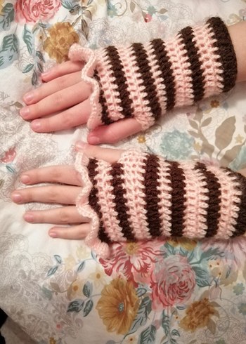Bohem Tarzı fırfırlı Örgü Kadın Eldiveni. Hediyelik - Görsel 3