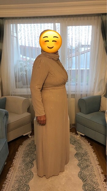 48 Beden camel Renk Abiye