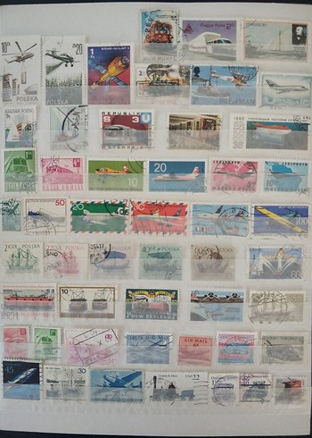 67 çesit taşıt temalı yabancı pul kartelasında