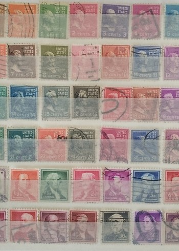 Beden 42 çeşit Abd Klasik Pul Serisi Kartelasında