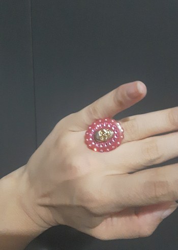 Accessorize Pembe Boncuk İşlemeli Bohem Kadın Yüzük