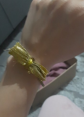 Sarı Parlak Kurdeleli Bohem Kadın Bileklik