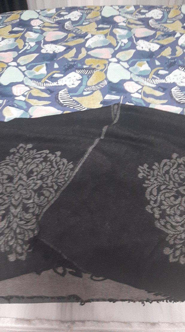 Bohem Tarzı Gri Desenli Kadın Şal - Görsel 2