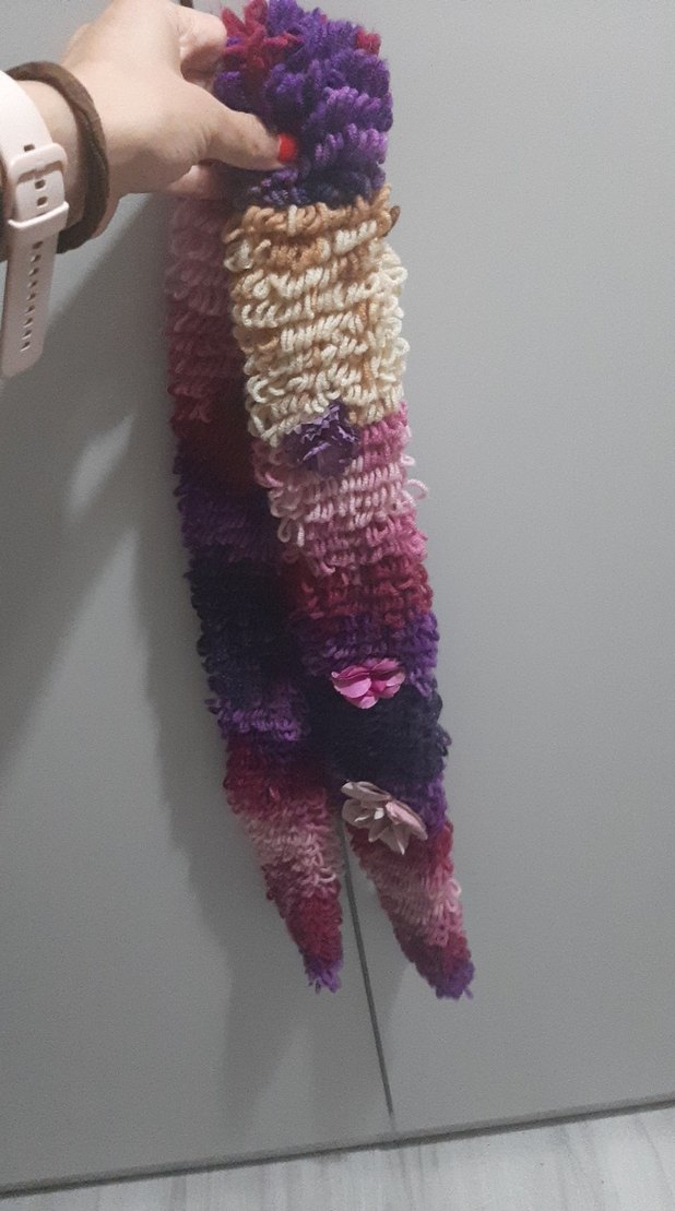 Renkli Örgü Kadın Şal - Görsel 2