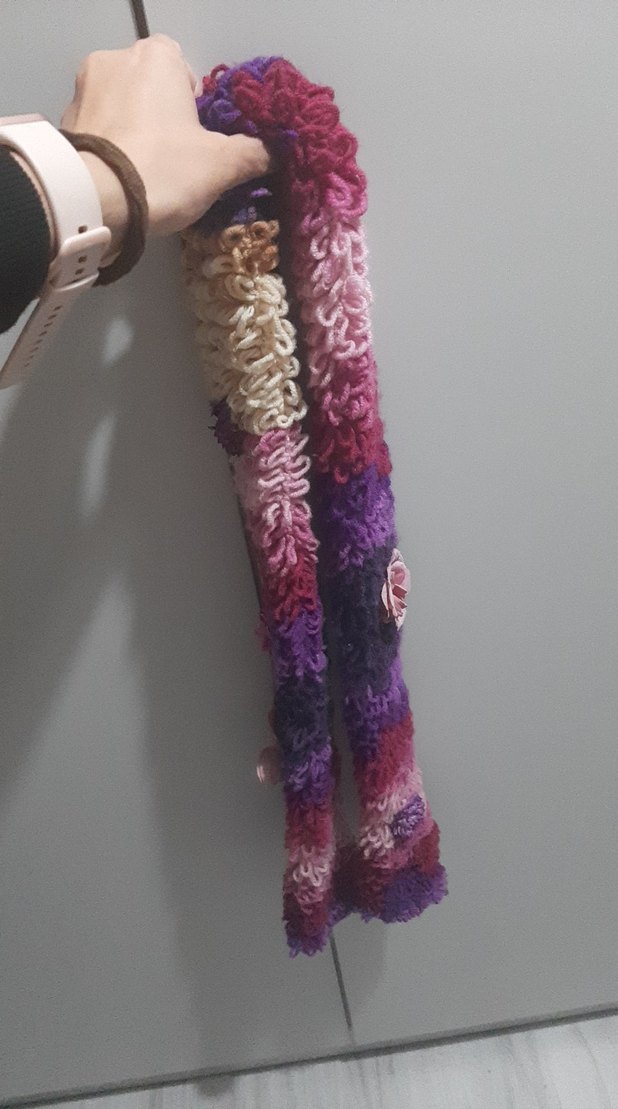 Renkli Örgü Kadın Şal - Görsel 3