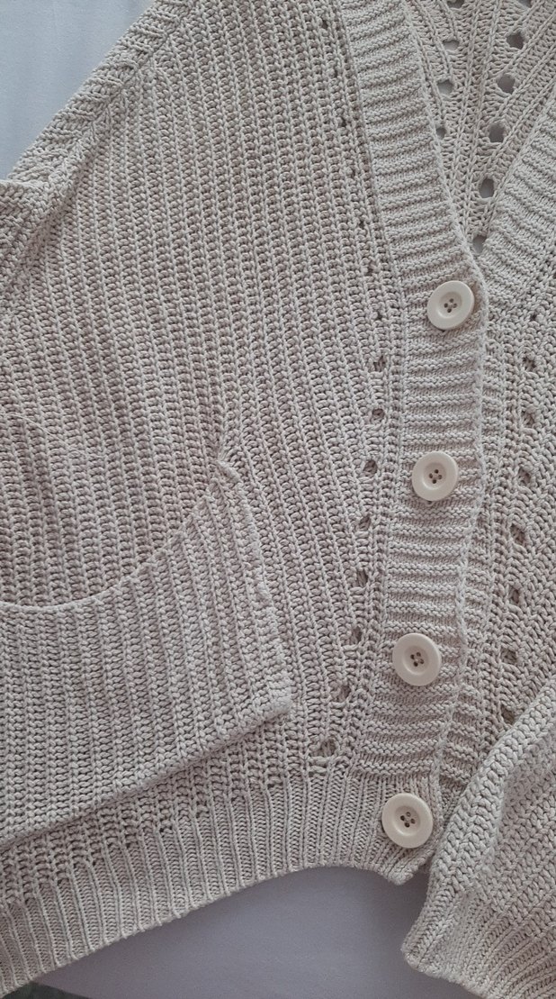 Bej Örme Kadın Hırka V-Yaka - Görsel 3