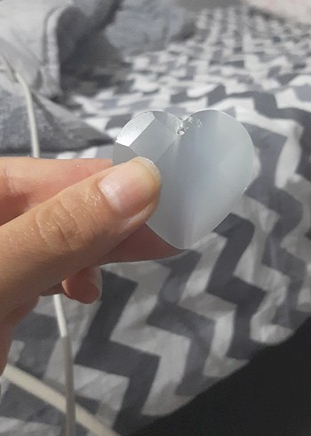 Şeffaf Turkuaz Kalp Kolye Ucu - Görsel 2