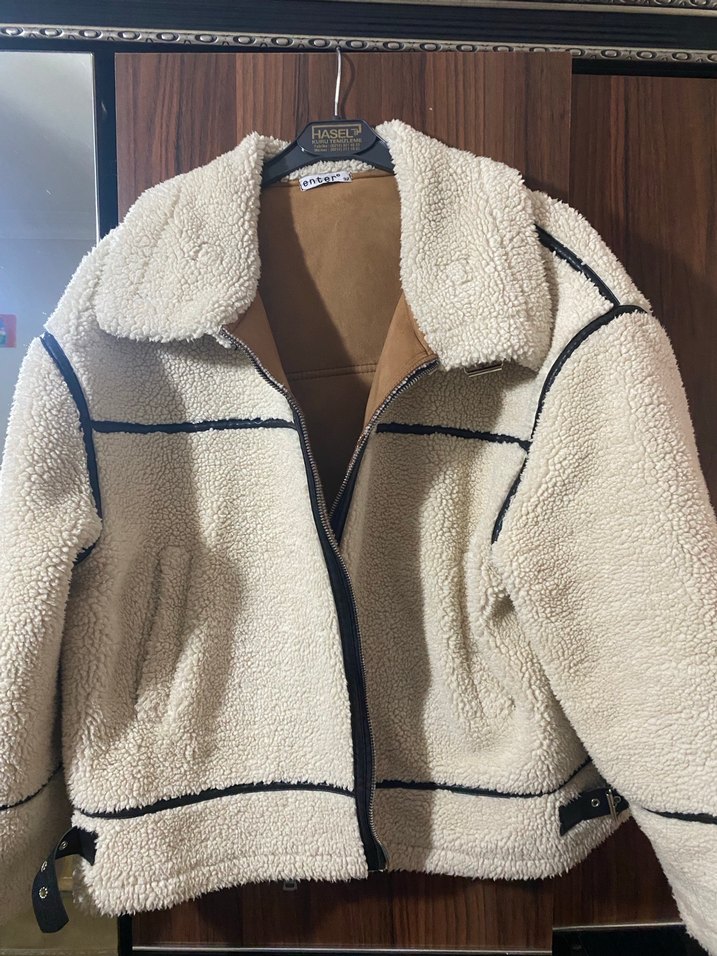 Bej Kürklü Midi Kadın Ceket - Görsel 2