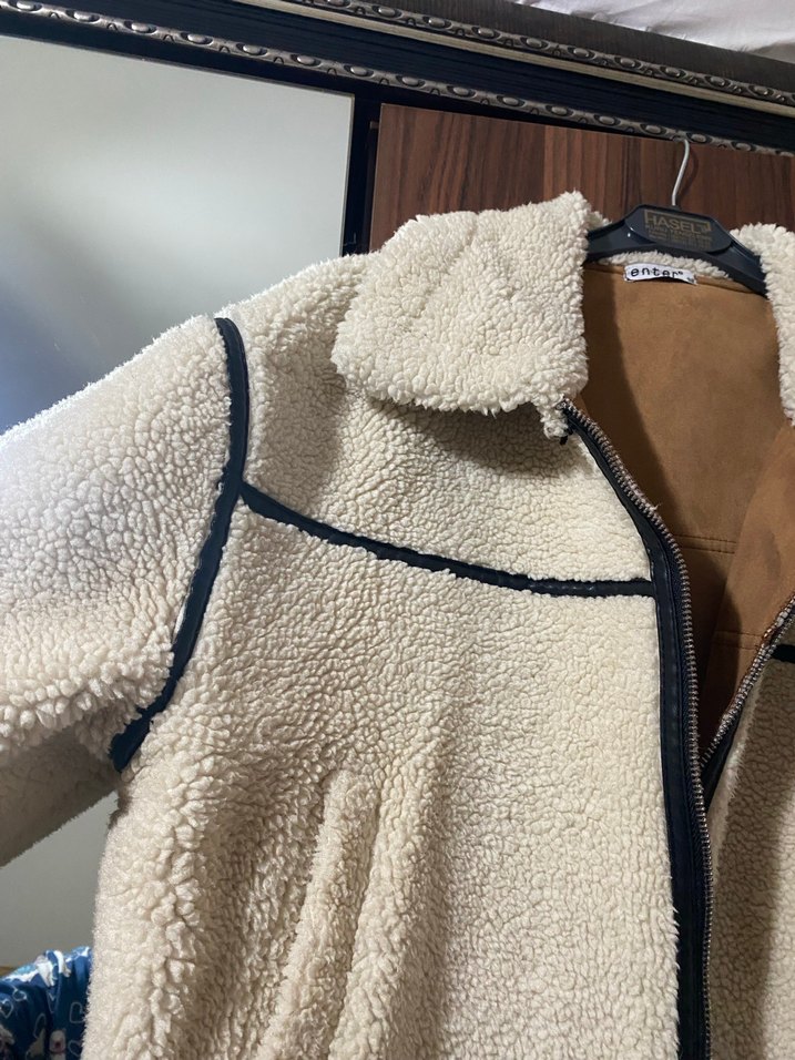 Bej Kürklü Midi Kadın Ceket - Görsel 3