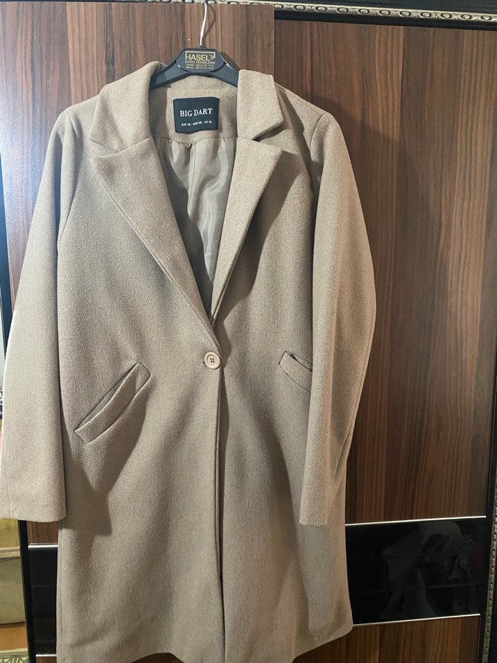 Kadın Bej Midi Düğmeli Kaban - Görsel 2