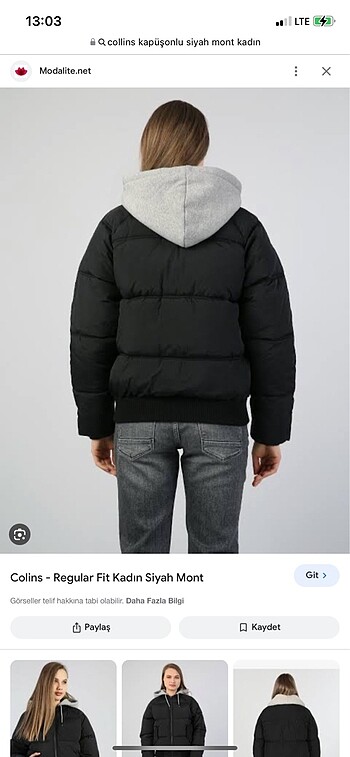 xs Beden Colins siyah sisme mont