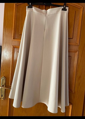 Bej Midi Drapeli Kadın Etek - Görsel 2