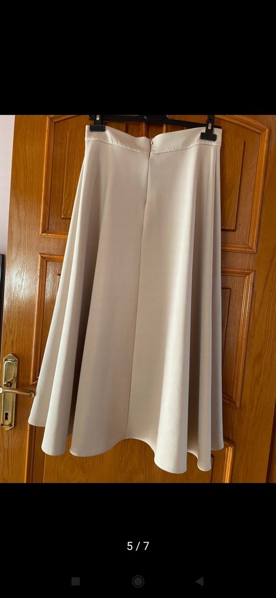 Bej Midi Drapeli Kadın Etek - Görsel 2