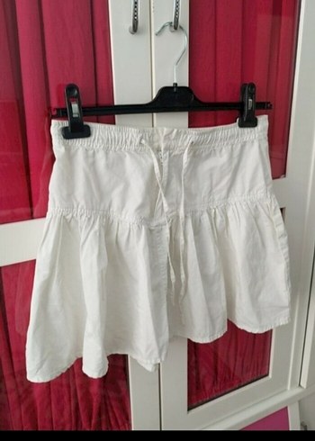 Pamuklu Beyaz Fırfırlı Mini Etek