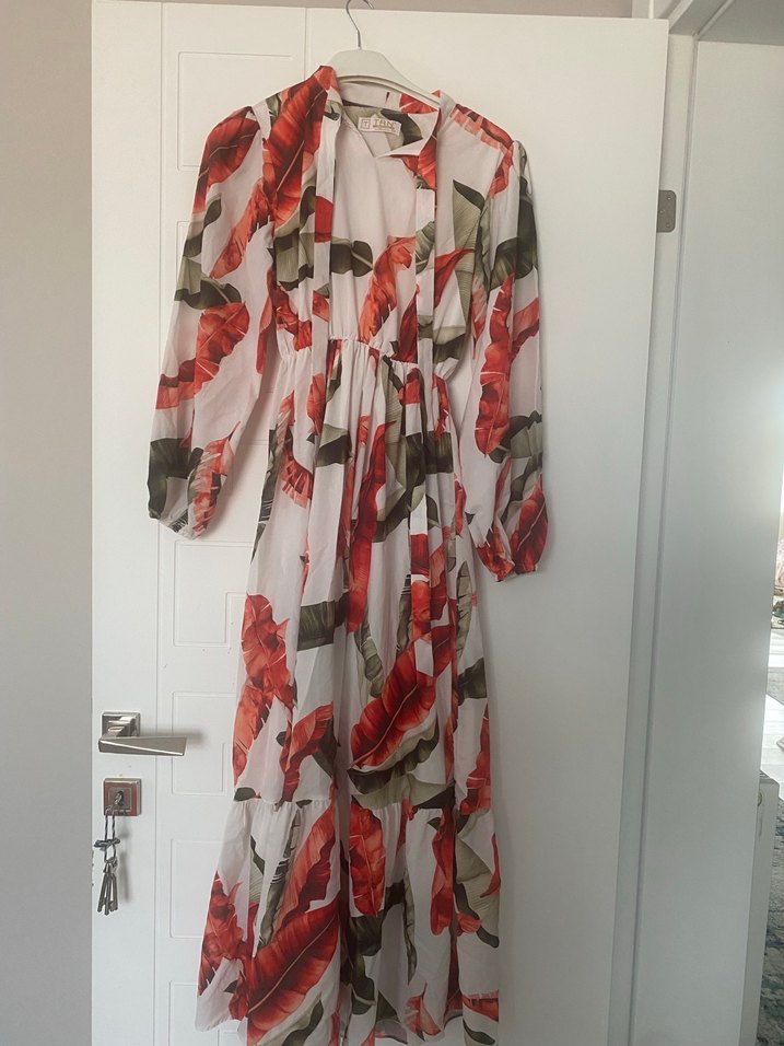 Çiçek Desenli Uzun Bohem Elbise - Görsel 2