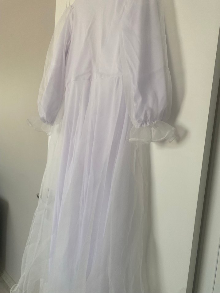 Uzun Kollu Beyaz Bohem Düğün Elbisesi - Görsel 2