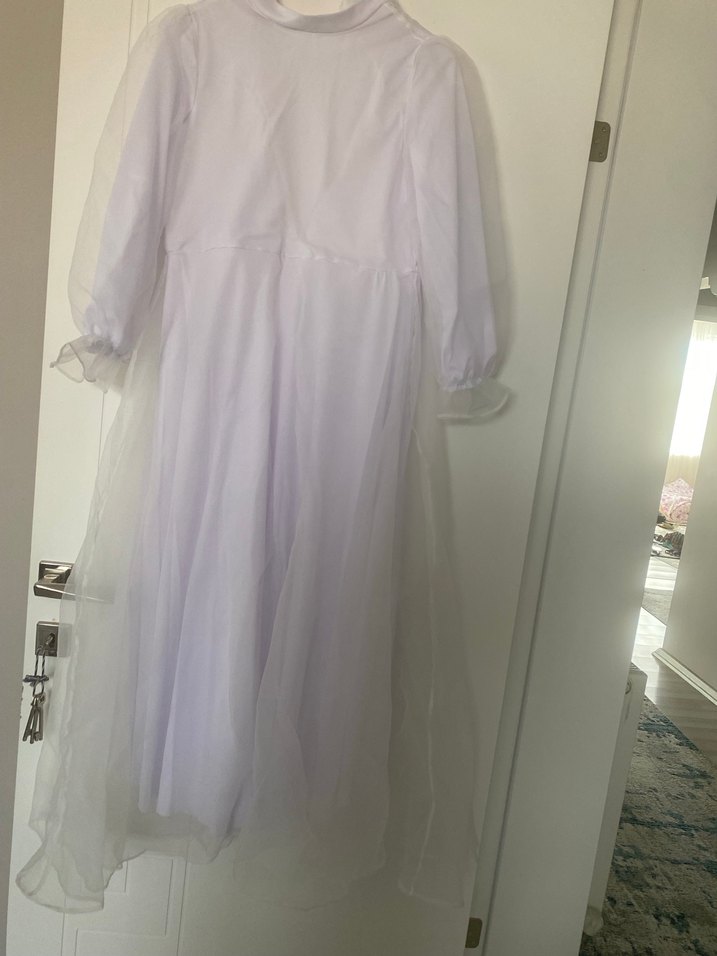 Uzun Kollu Beyaz Bohem Düğün Elbisesi - Görsel 3