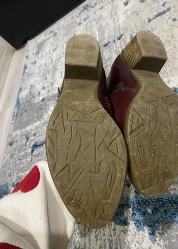 Bordo Deri Kadın Topuklu Bot - Görsel 3